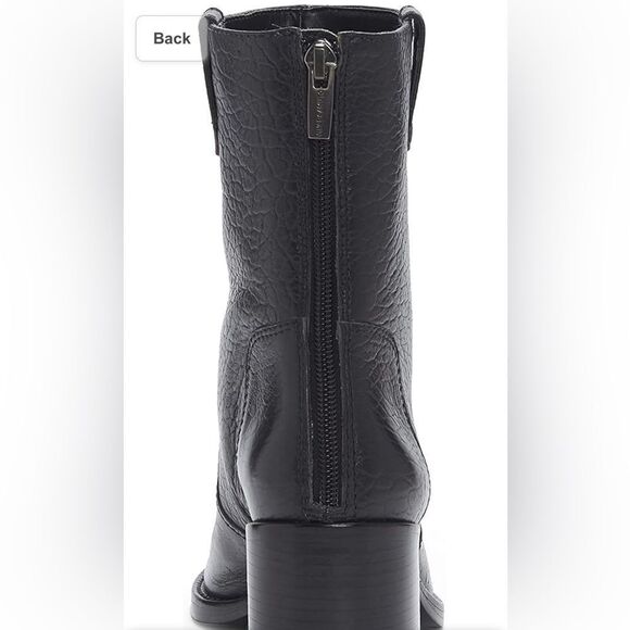 NWT Vince Camuto Black Pebbled Textured Leather Block Heel Bootie Boot 8.5 - Picture 3 of 5